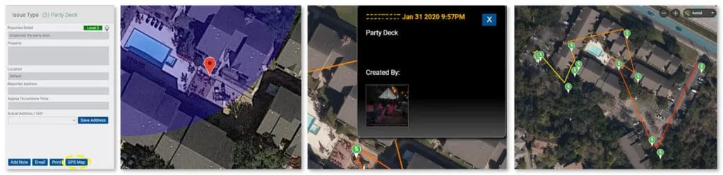 client view, gps map, report information